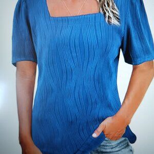JomeDesign Tshirs for Women Trendy Square Neck  Side Slit, XL